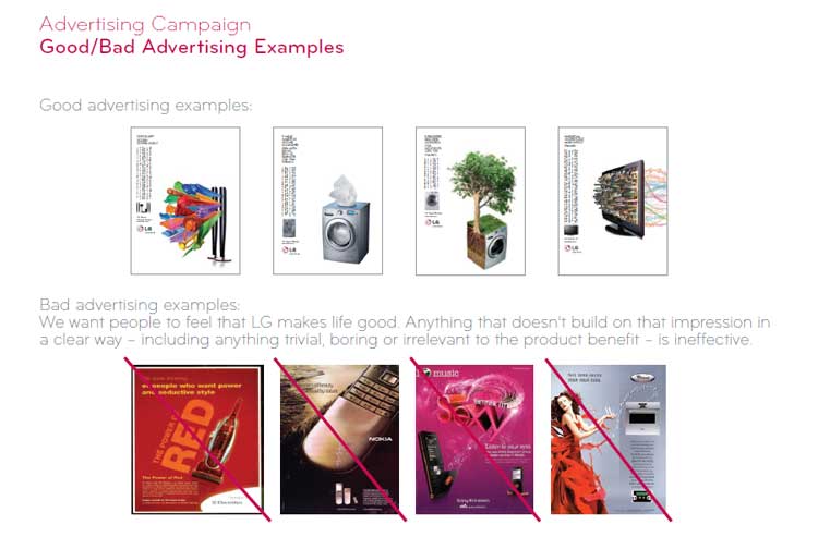 نقش طراحی هویت بصری در برند سازی چیست؟ LG corporate identity design guideline قواعد طراحی برای تبلیغات